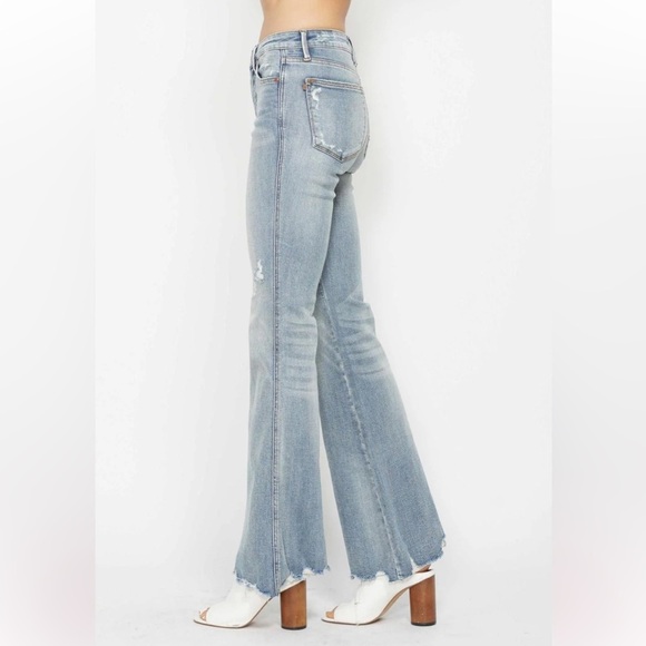 Judy Blue flare jeans Mid Rise Tummy Control distressed Denim Jeans 88594 32 - Picture 12 of 14